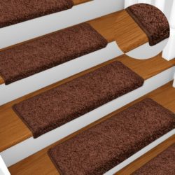 Plush Rectangular Carpet Stair Mats - 65x25cm - Set of 15 - Choice of Colours