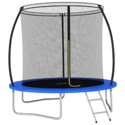 Round Trampoline Set with Safety Net, Ladders & Cover