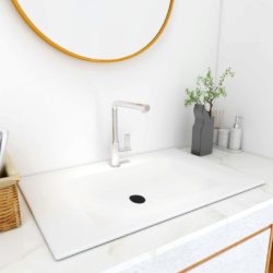 White Wide Modern Built In Bathroom Sink - Choice of Sizes
