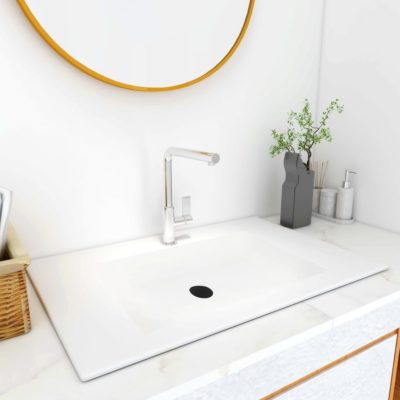 White Wide Modern Built In Bathroom Sink - Choice of Sizes