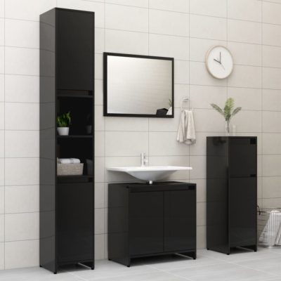 Slim black deals bathroom cabinet