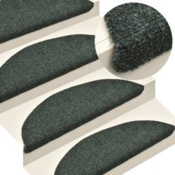 Dark Green Carpet Stair Mats - Set of 15 - Self Adhesive - Choice of Sizes