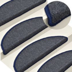 Curved Carpet Stair Tread Mats with Border 65x24x4cm - Set of 15 - Choice of Colours
