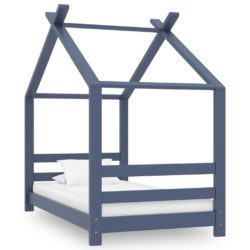 Dark Grey Solid Pine Wood Treehouse Children's Bed with Canopy Frame