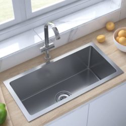 Stainless Steel Rectangular Long Wide Kitchen Sink - Silver or Black