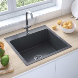 Stainless Steel Square Handmade Single Kitchen Sink with Tap Hole - Black or Silver