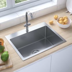 Stainless Steel Silver Modern Kitchen Sink with Tap Hole