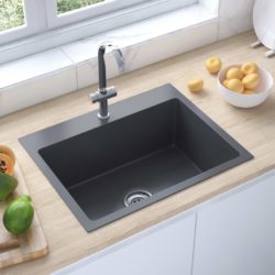 Rectangular Stainless Steel Black Kitchen Sink with Tap Hole