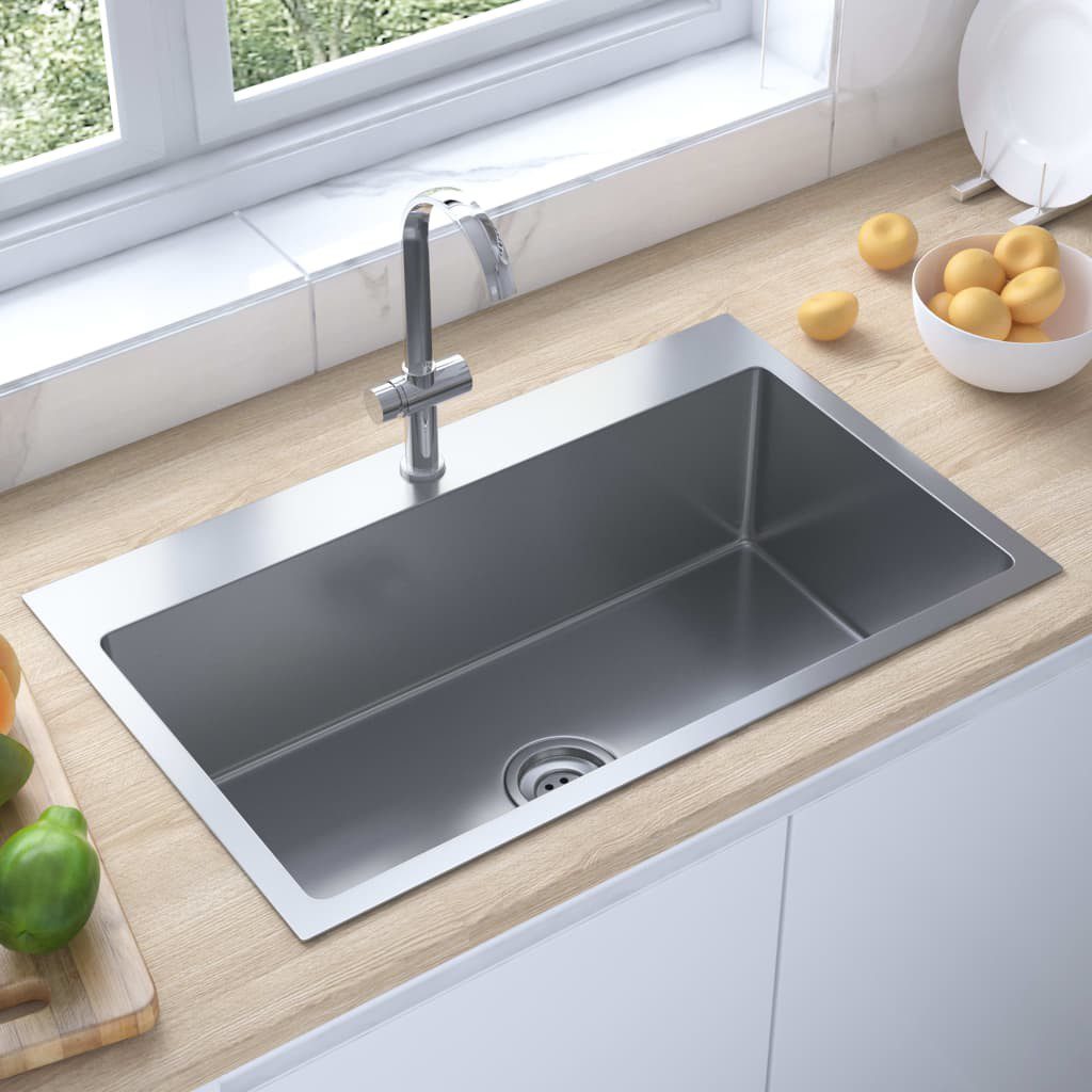 Rectangular Stainless Steel Handmade Single Kitchen Sink with Tap Hole -  Online Home Improvements