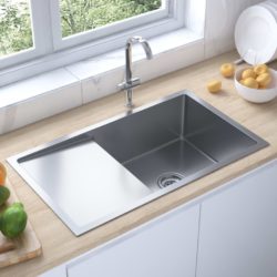 Single Stainless Steel Kitchen Sink with Draining Board - Available in a Choice of Finishes