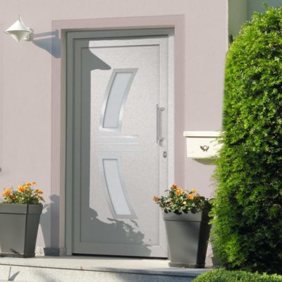 Designer White Front Door with Double Glass Panels - Choice of Sizes - Right Opening