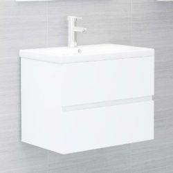 Compact Wall Mounted Bathroom Sink Cabinet with Drawer - Grey, White, Black or Oak