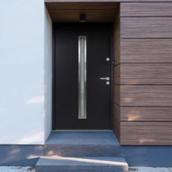 Dark Grey Front Door with Slim Glass Panel - Choice of Sizes - Right Opening