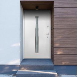 Aluminium White Front Door with Thin Glass Panel - Choice of Sizes - Right Opening