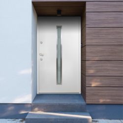 Aluminium White Front Door with Thin Glass Panel - Choice of Sizes - Left Opening