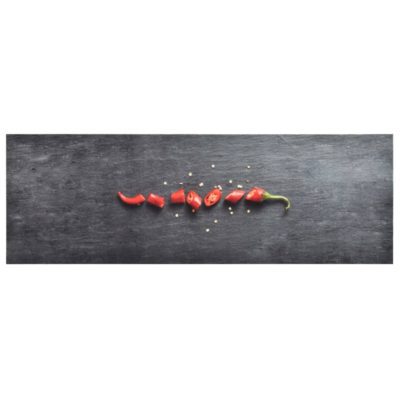 Pepper Design Grey Washable Kitchen Rug - Choice of Sizes
