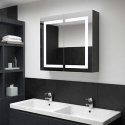 Esme Double Mirrored Bathroom Cabinet with LED Lights - 80x68cm