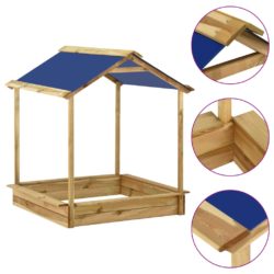 Children's Large Wooden Sandpit with Canopy Roof