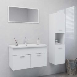 Wall Mounted Bathroom Cabinet & Vanity Set with Large Mirror - Choice of Colours