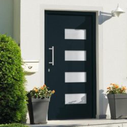 Dark Grey Front Door with Glass Detail in Aluminium & PVC - Left Opening - Choice of Sizes