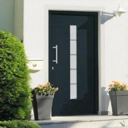 Midnight Grey Front Door with Glass Panel - Choice of Sizes - Left Opening