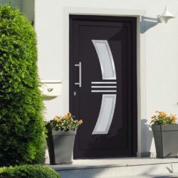 Modern Dark Grey Front Door with Glass Panel Design - Choice of Sizes - Left Opening