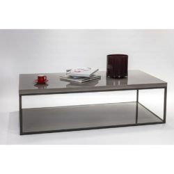 Luthrie High Gloss Large Grey Coffee Table with Lower Shelf