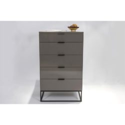 Luthrie High Gloss Grey Tallboy Chest of Drawers with Pop Up Mirror