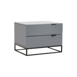 Bilbury Modern Bedside Table Cabinet with 2 Drawers in Grey Gloss