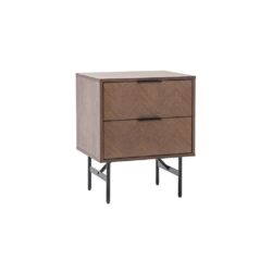 Milton Retro Wooden Bedside Cabinet or Lamp Table with Walnut Parquet Design