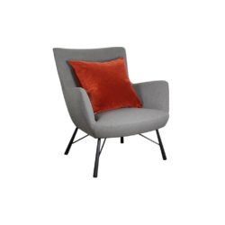 Langley Luxury Modern Lounge Chair in Smoke Grey Fabric