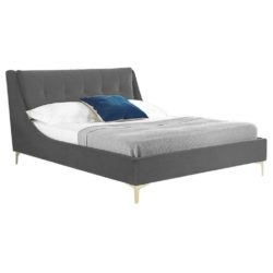 Ambrose King Size Bed in Slate Grey Fabric with Plush Headboard