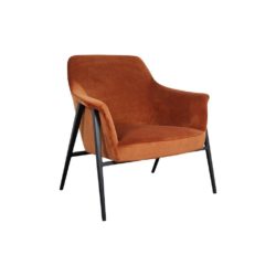 Teith Contemporary Luxury Lounge Chair in Burnt Orange Velvet