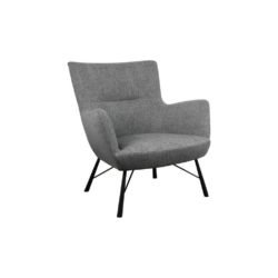 Langley Modern Lounge Chair in Grey Herringbone Fabric