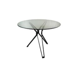 Osian Modern Round Glass Dining Table with Grey Metal Legs - Choice of Sizes
