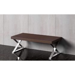 Xeron Modern Wooden Coffee Table with Walnut Veneer & Silver Steel Legs