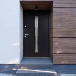 Dark Grey Front Door with Slim Glass Panel - Choice of Sizes - Left Opening