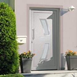 Designer White Front Door with Double Glass Panels - Choice of Sizes - Left Opening