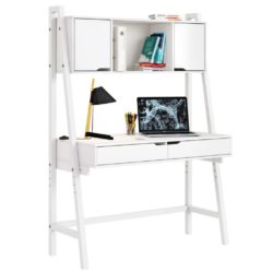 Modern White Trestle Desk with Drawers & Storage
