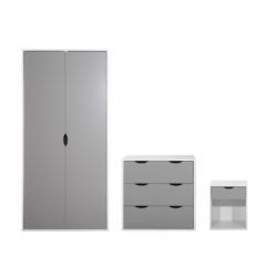 Aisling Modern Bedroom Set with Double Wardrobe, Chest of Drawers & Bedside - Grey or Oak