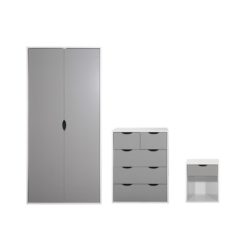 Aisling Modern Bedroom Set with Wardrobe, Chest of Drawers & Bedside - Grey or Oak