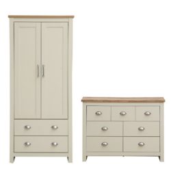 Cream Bedroom Set with Double Wardrobe and Large Chest of Drawers