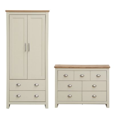 Cream Bedroom Set with Double Wardrobe and Large Chest of Drawers