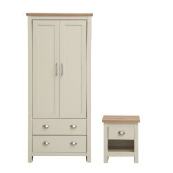 Double Cream Wardrobe and Bedside Table Set