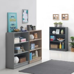 Orla Modern Short Bookcase - Grey, Oak Wood, Walnut or White