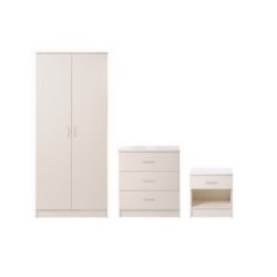 St Ciara Modern White Bedroom Set with Double Wardrobe, Chest of Drawers & Bedside