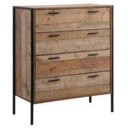Shona Industrial Wooden Chest of Drawers in Rustic Oak Wood Effect