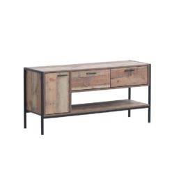 Shona Industrial Style Wooden TV Cabinet in Rustic Oak Finish