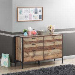 Shona Industrial Large Wooden Chest of Drawers in Rustic Oak Wood Effect