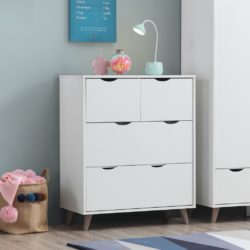 Modern White Chest of Drawers with Cut Out Handles